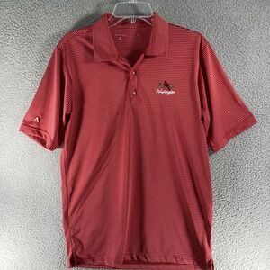Washington State Polo Golf Shirt Men's Medium‎ Red Stripe Short Sleeve Cardinal